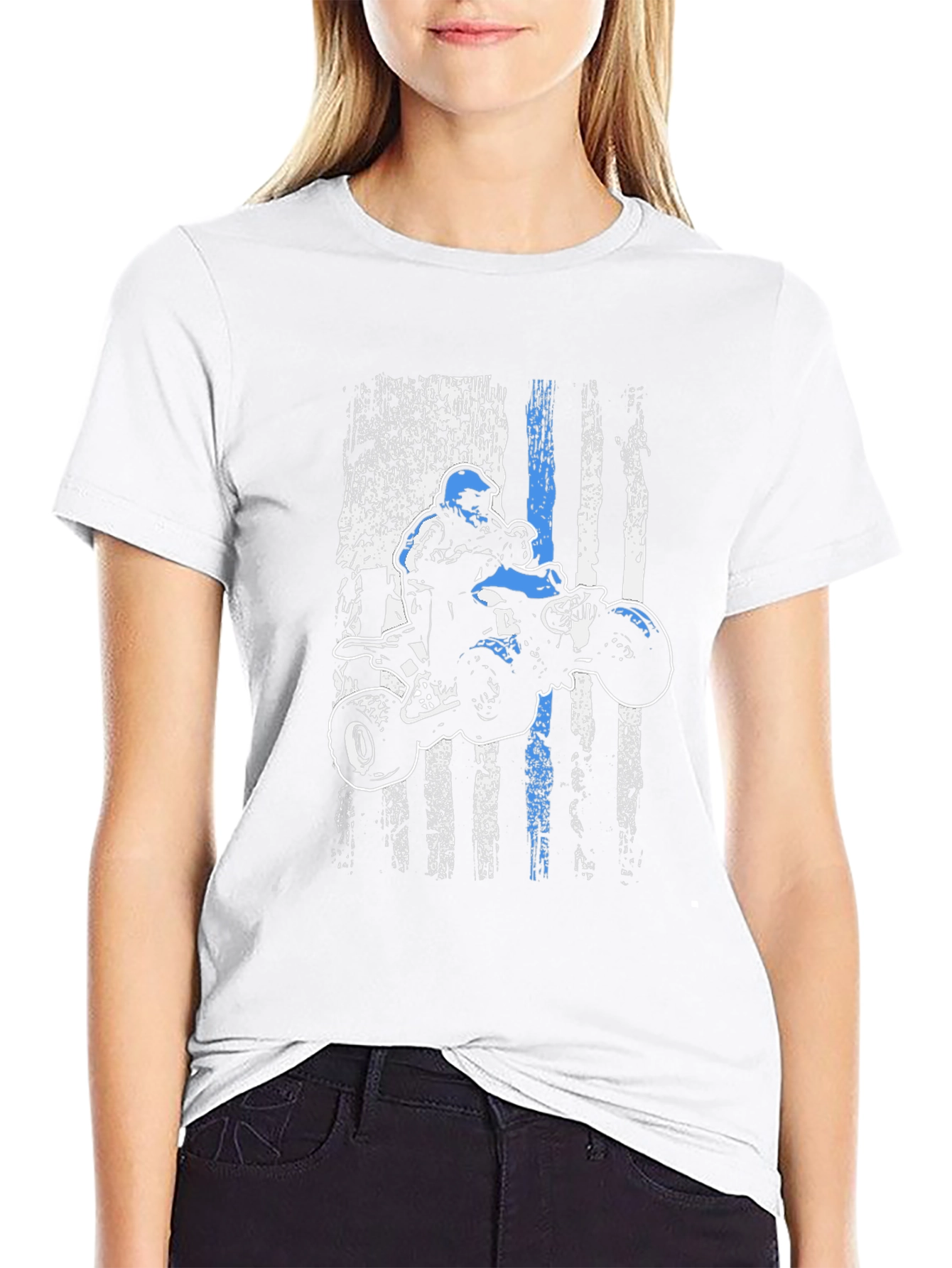 ATV Rider American Flag Graphic T-Shirt