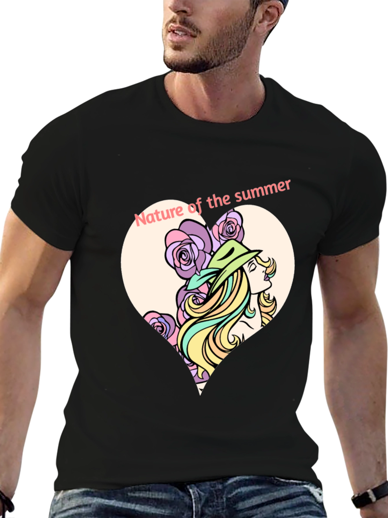 Nature of Summer Graphic T-Shirt - Black