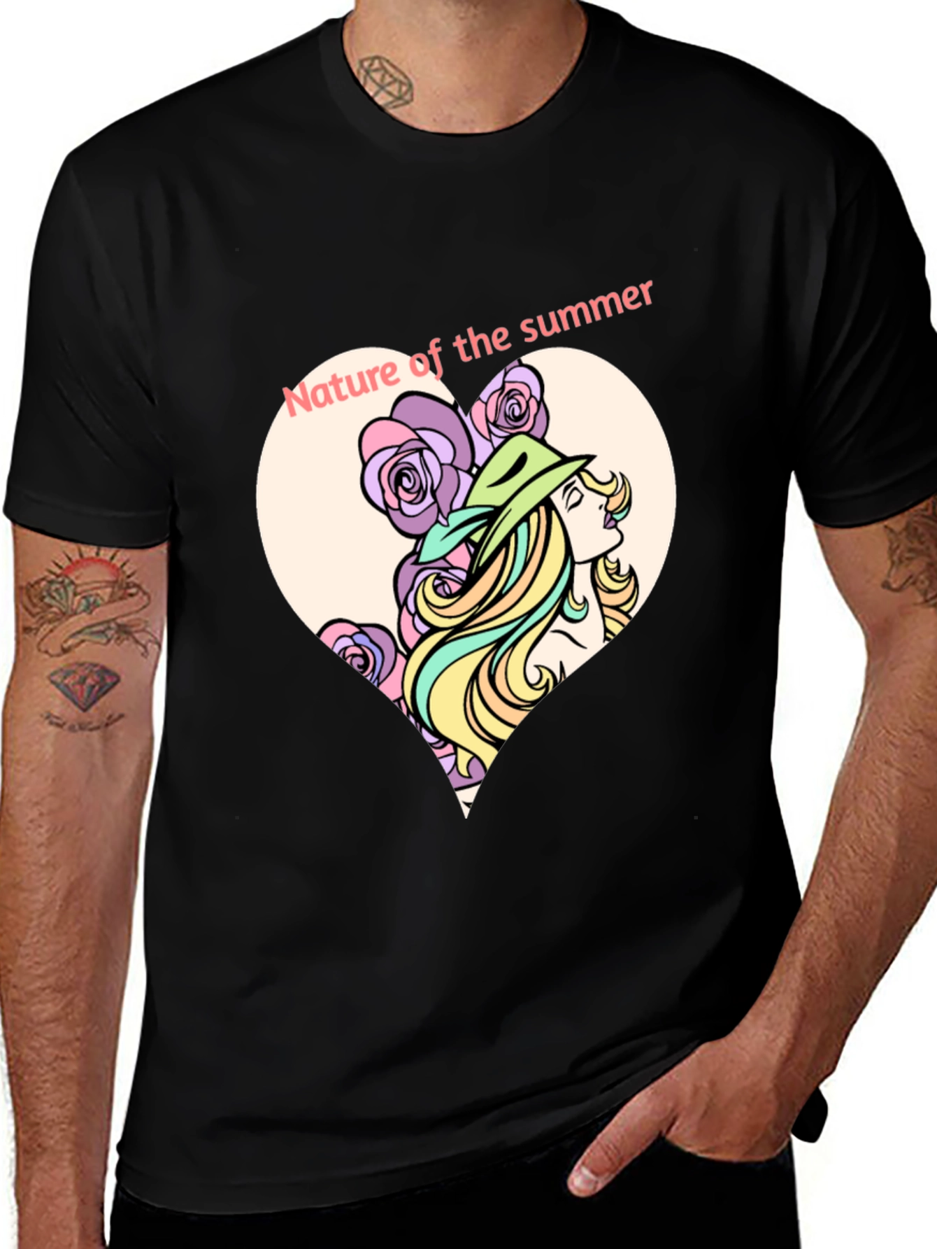 Nature of Summer Graphic T-Shirt - Black
