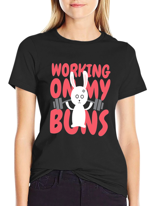 Funny Workout Bunny T-Shirt - Working On My Buns