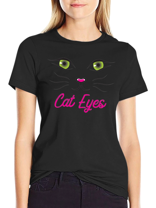 Cat Eyes Graphic Tee - Unique & Stylish Black T-Shirt