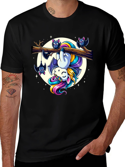 Unicorn & Bats Graphic Tee - Cute Halloween T-Shirt