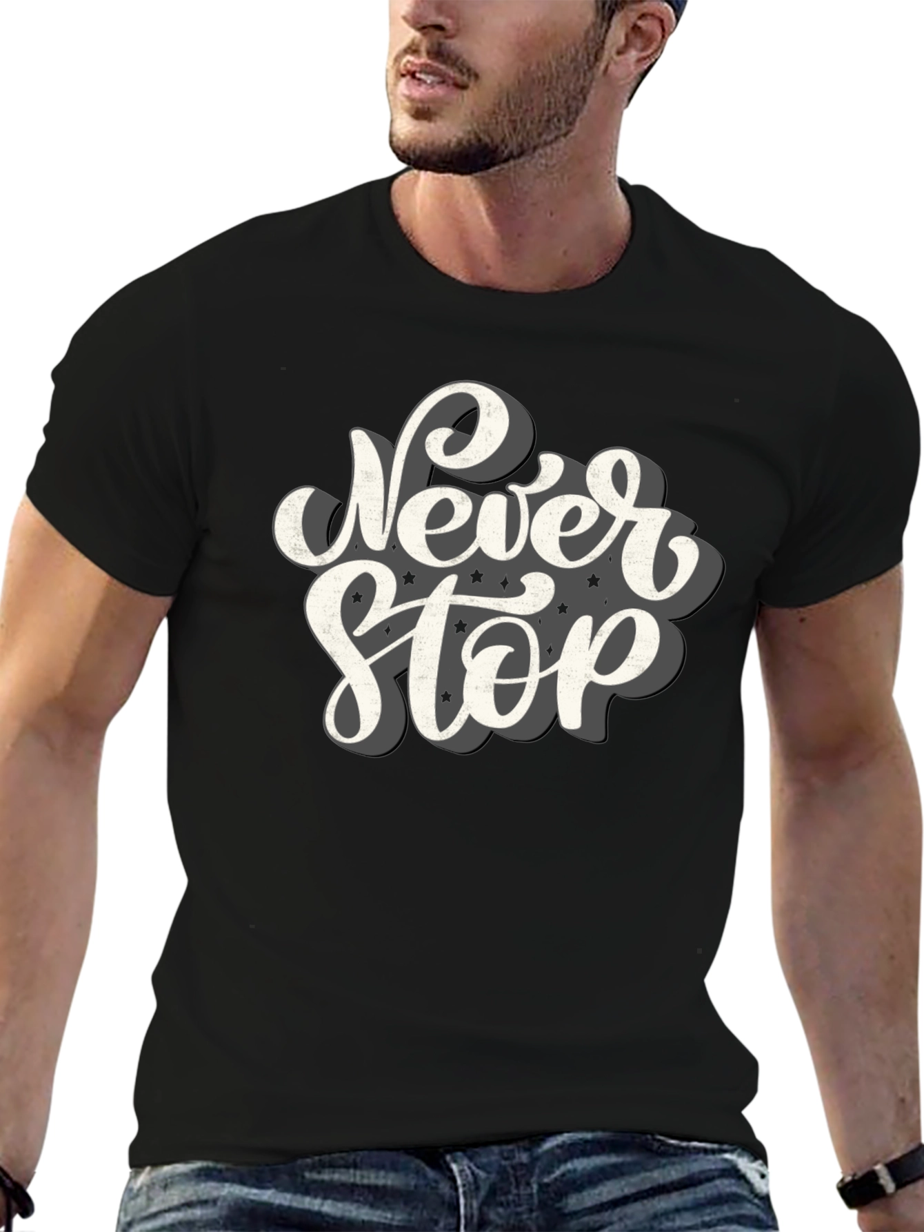 Never Stop Graphic T-Shirt - Black