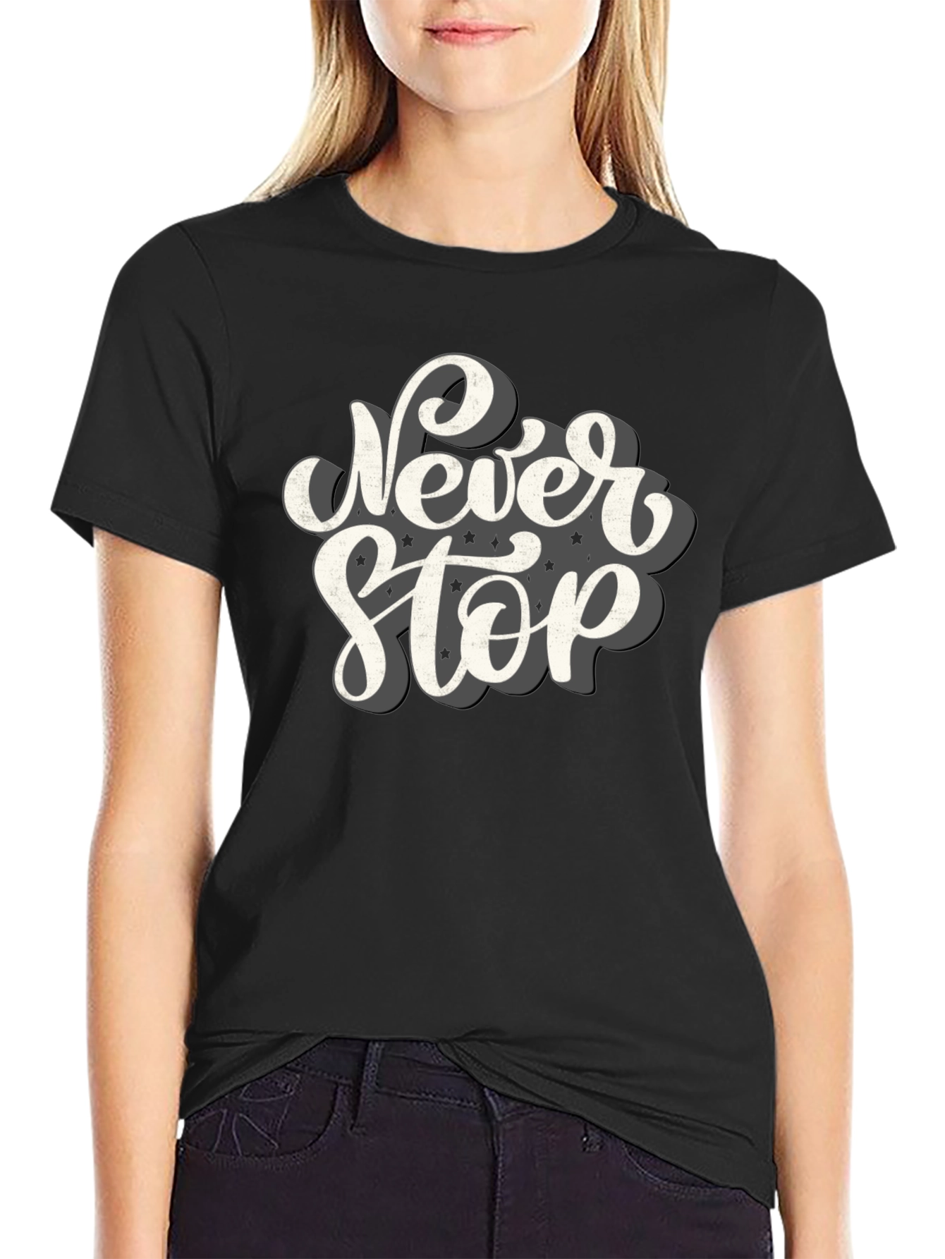 Never Stop Graphic T-Shirt - Black