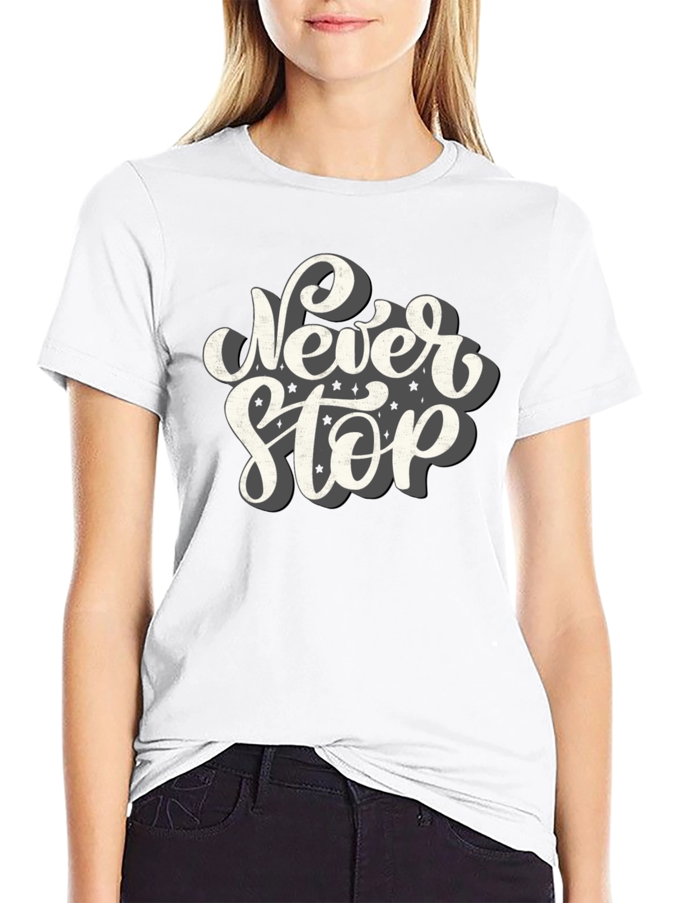 Never Stop Graphic T-Shirt - Black