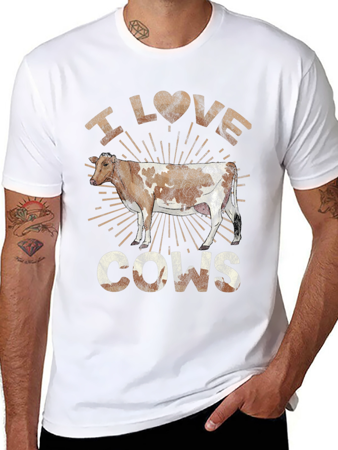 I Love Cows Graphic Tee - Unisex Black T-Shirt