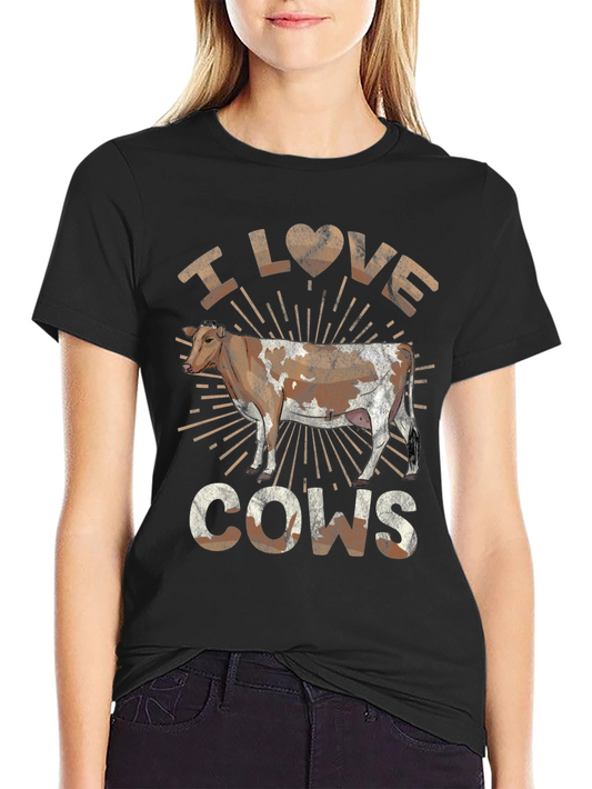 I Love Cows Graphic Tee - Unisex Black T-Shirt