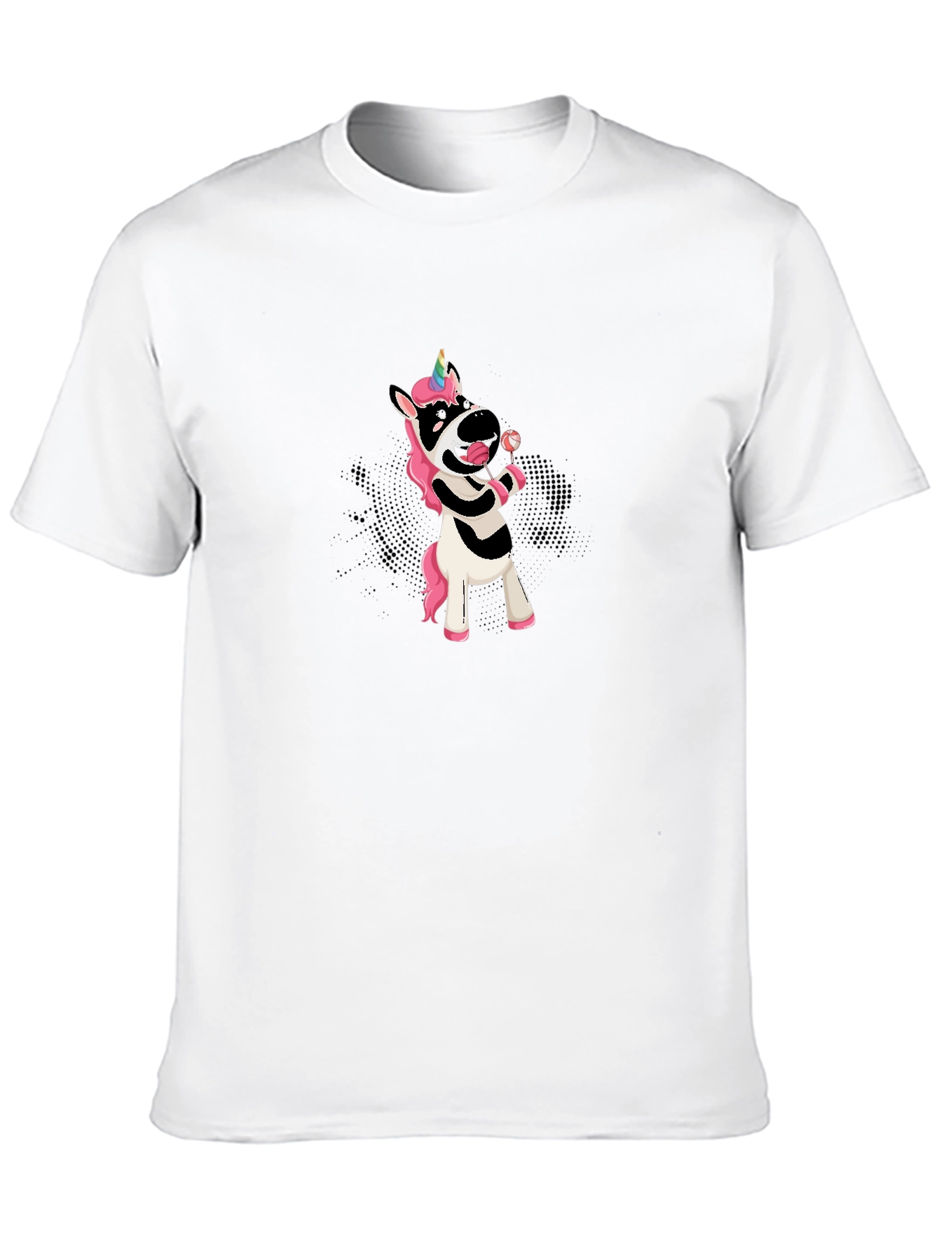 Unicorn Zebra Lollipop Black T-Shirt