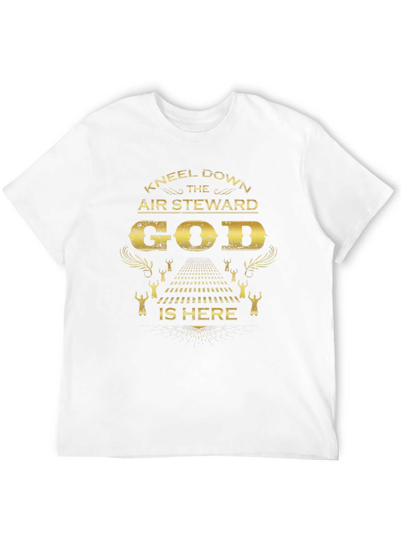 Kneel Down Air Steward God Is Here Black T-Shirt
