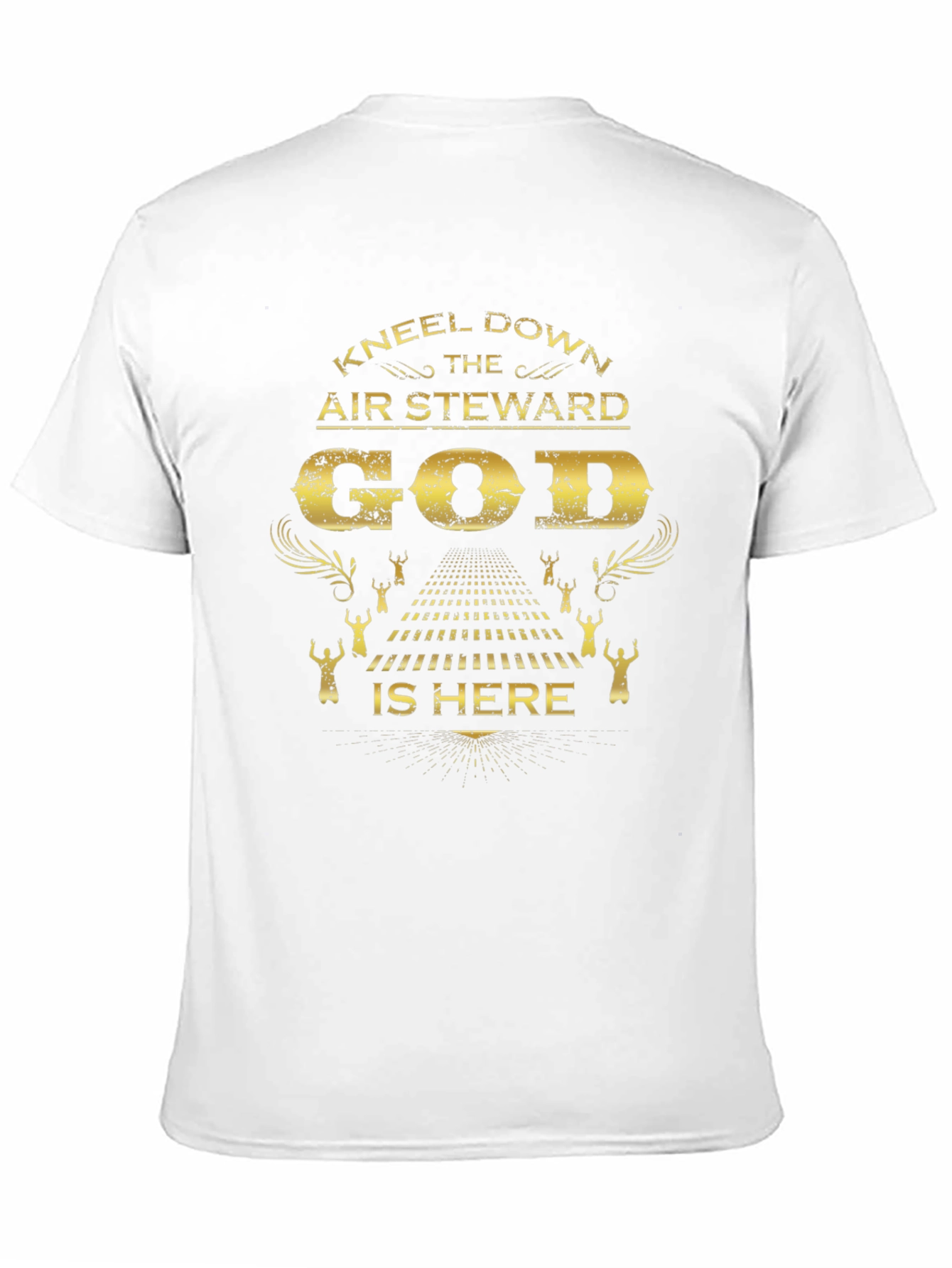 Kneel Down Air Steward God Is Here Black T-Shirt