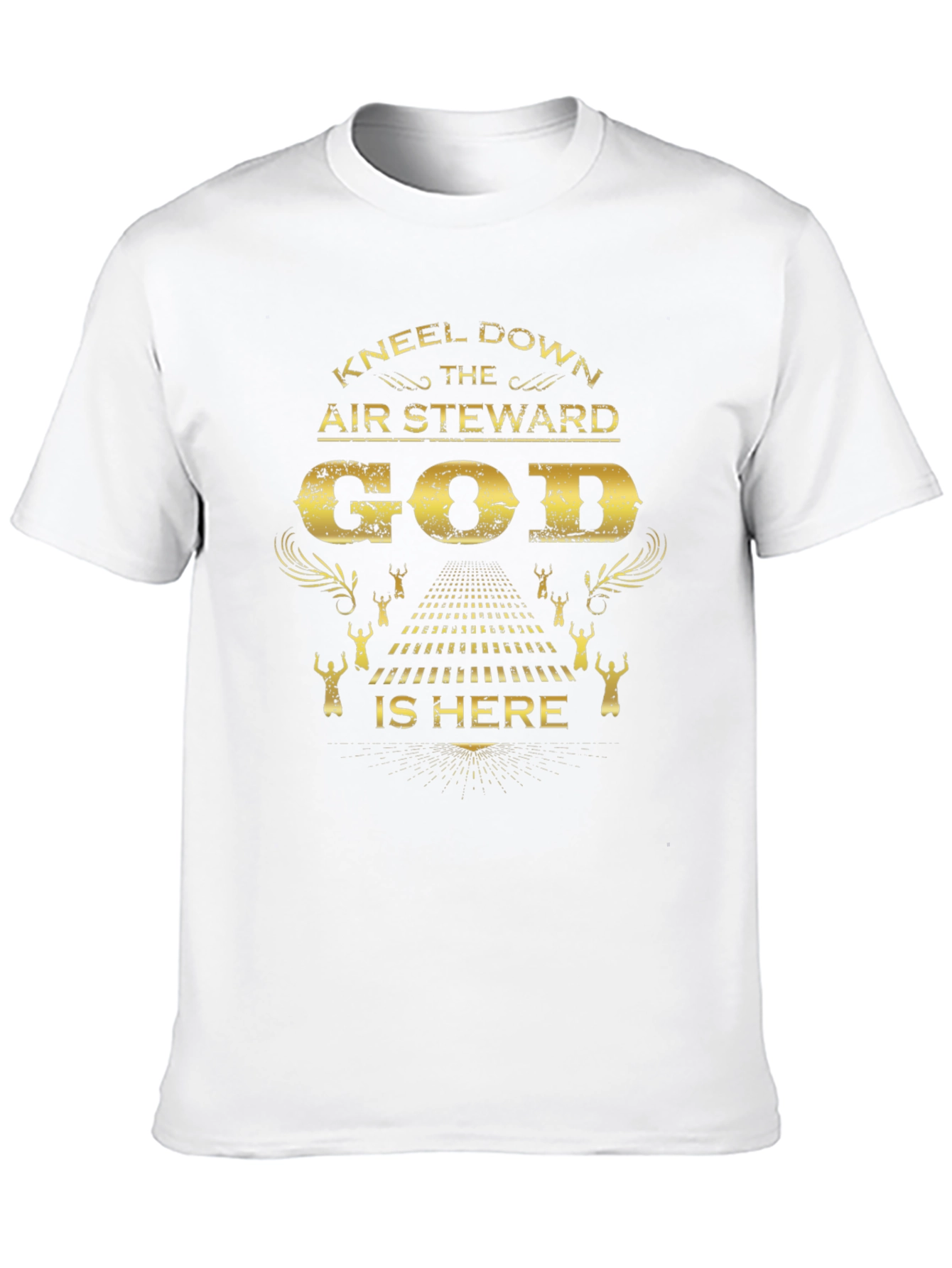 Kneel Down Air Steward God Is Here Black T-Shirt