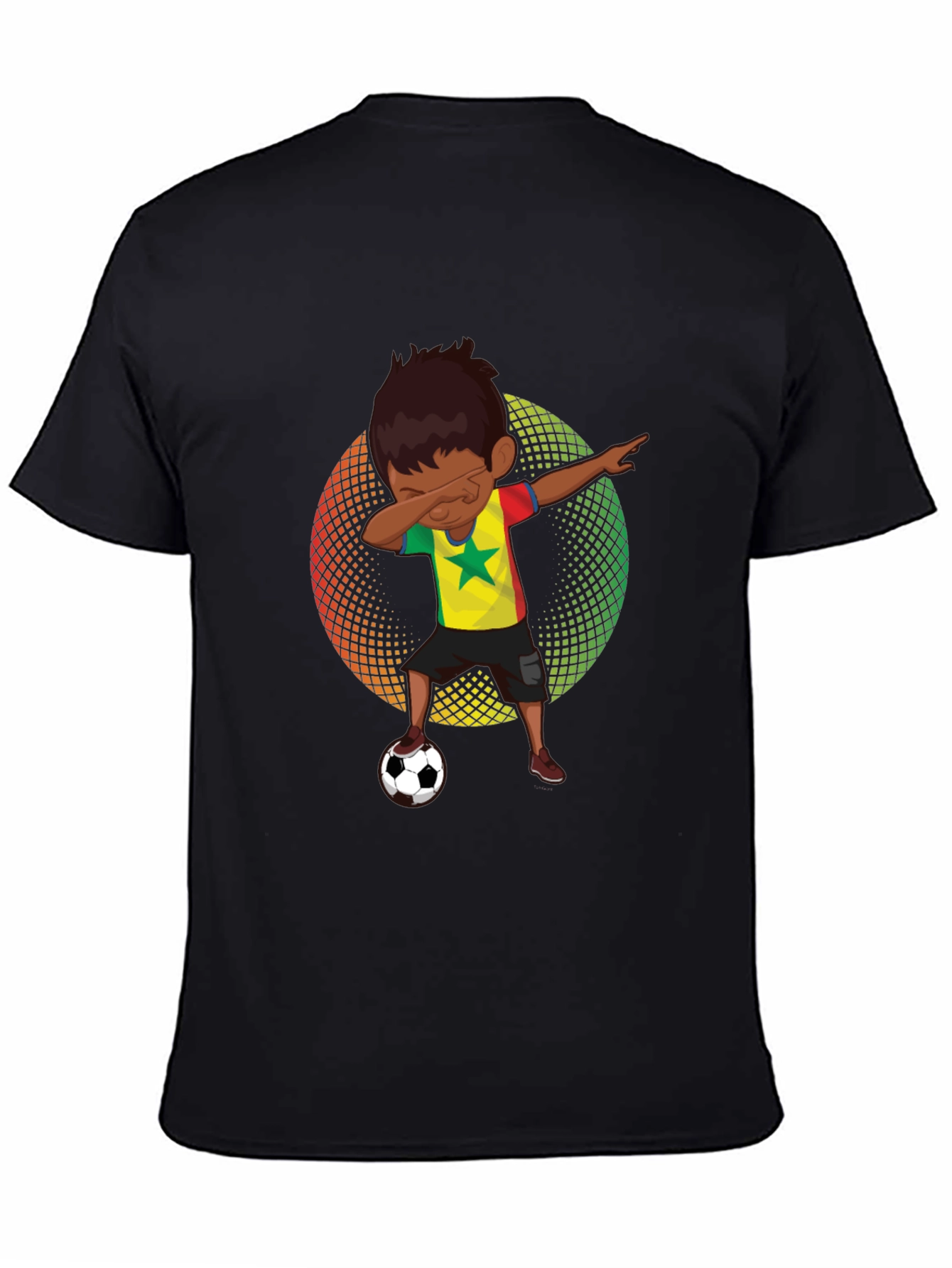 Senegal Soccer Dab T-Shirt - Black Cotton Tee