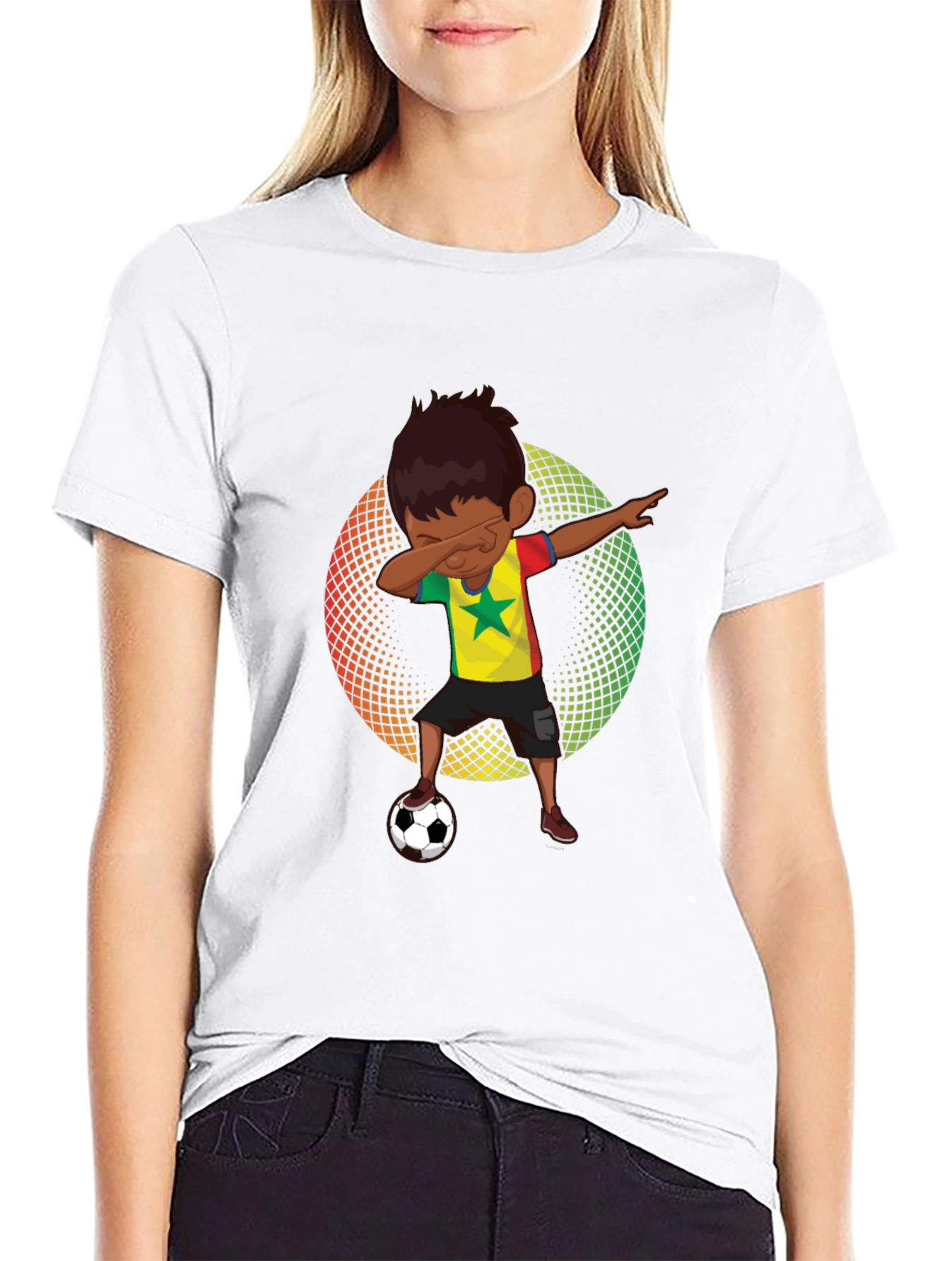 Senegal Soccer Dab T-Shirt - Black Cotton Tee