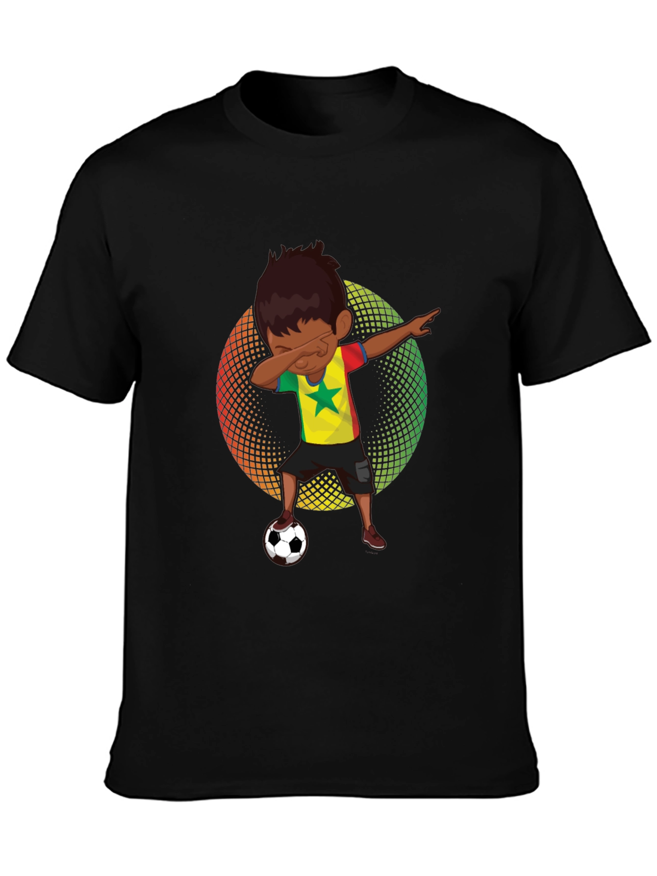 Senegal Soccer Dab T-Shirt - Black Cotton Tee