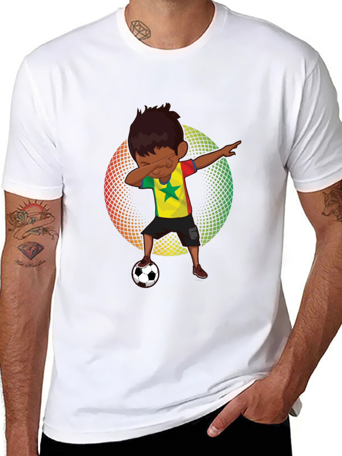 Senegal Soccer Dab T-Shirt - Black Cotton Tee