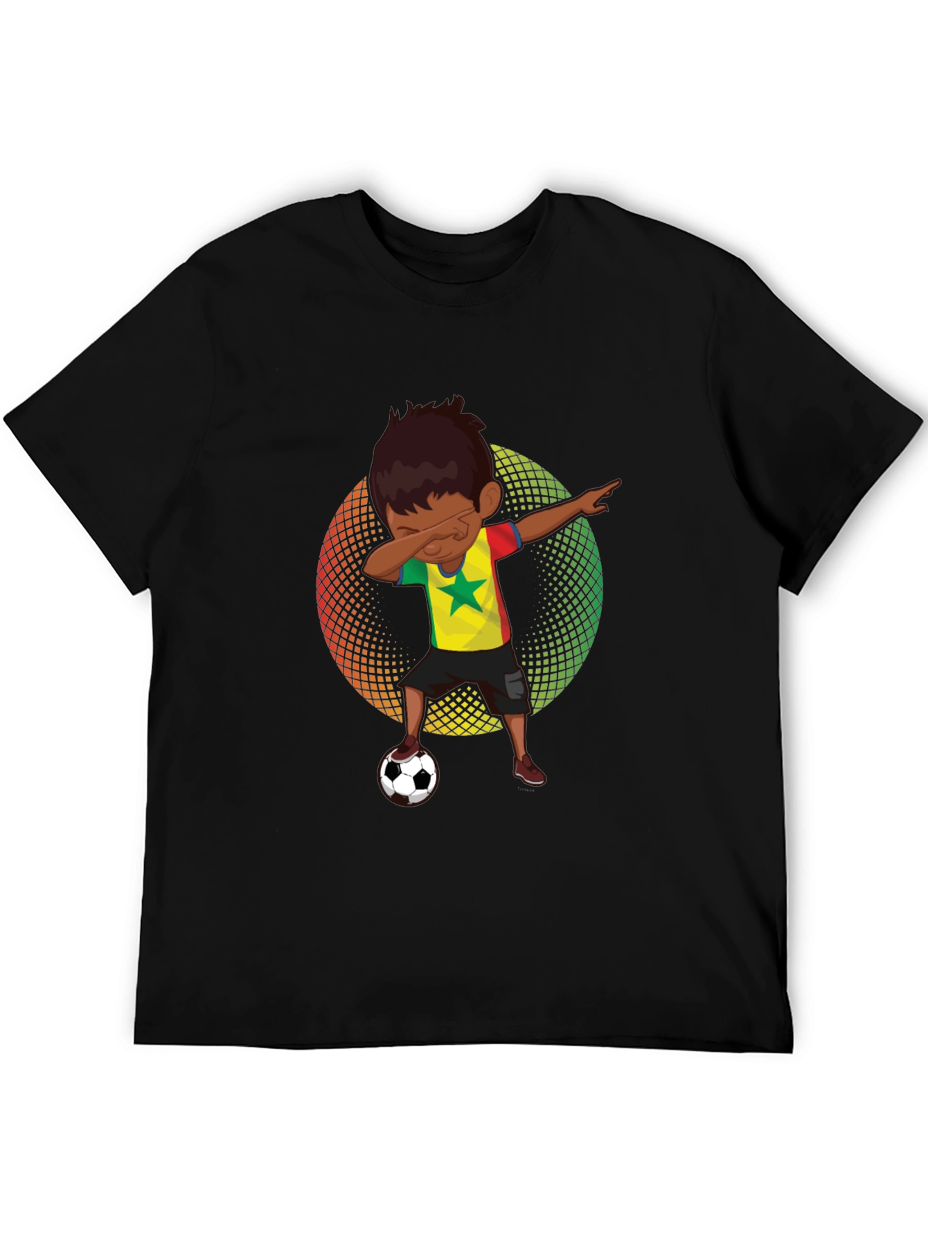 Senegal Soccer Dab T-Shirt - Black Cotton Tee