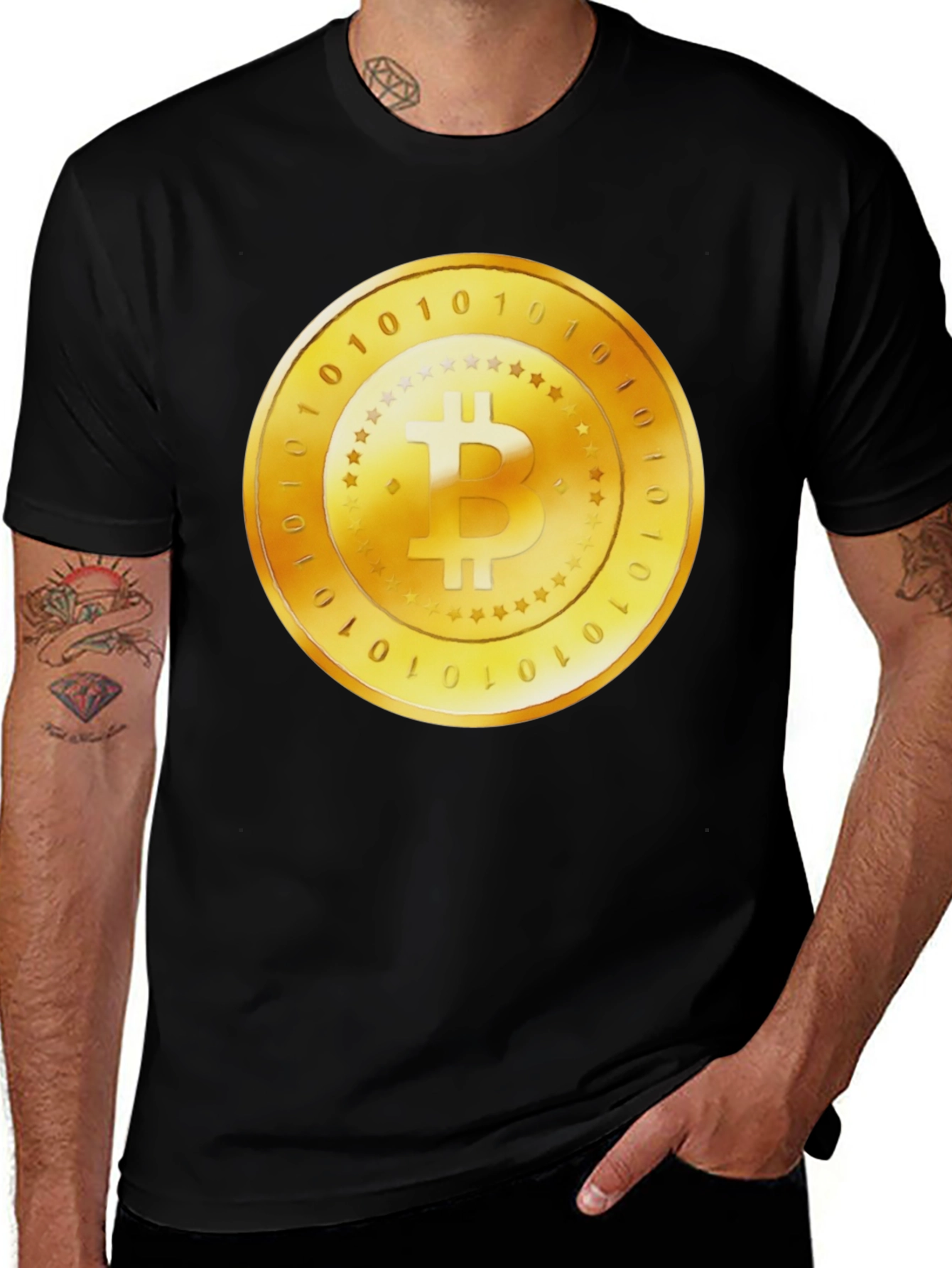 Bitcoin Gold Coin Graphic Black T-Shirt