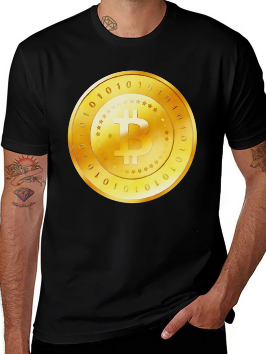 Bitcoin Gold Coin Graphic Black T-Shirt