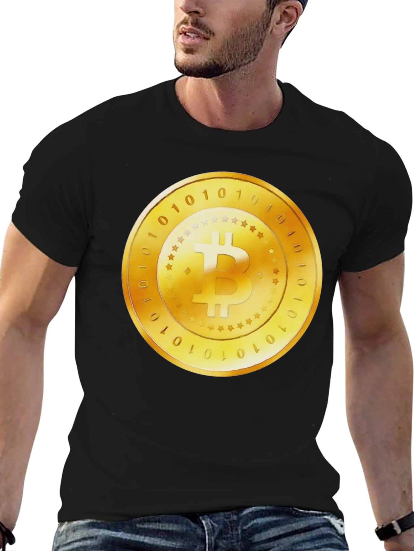 Bitcoin Gold Coin Graphic Black T-Shirt