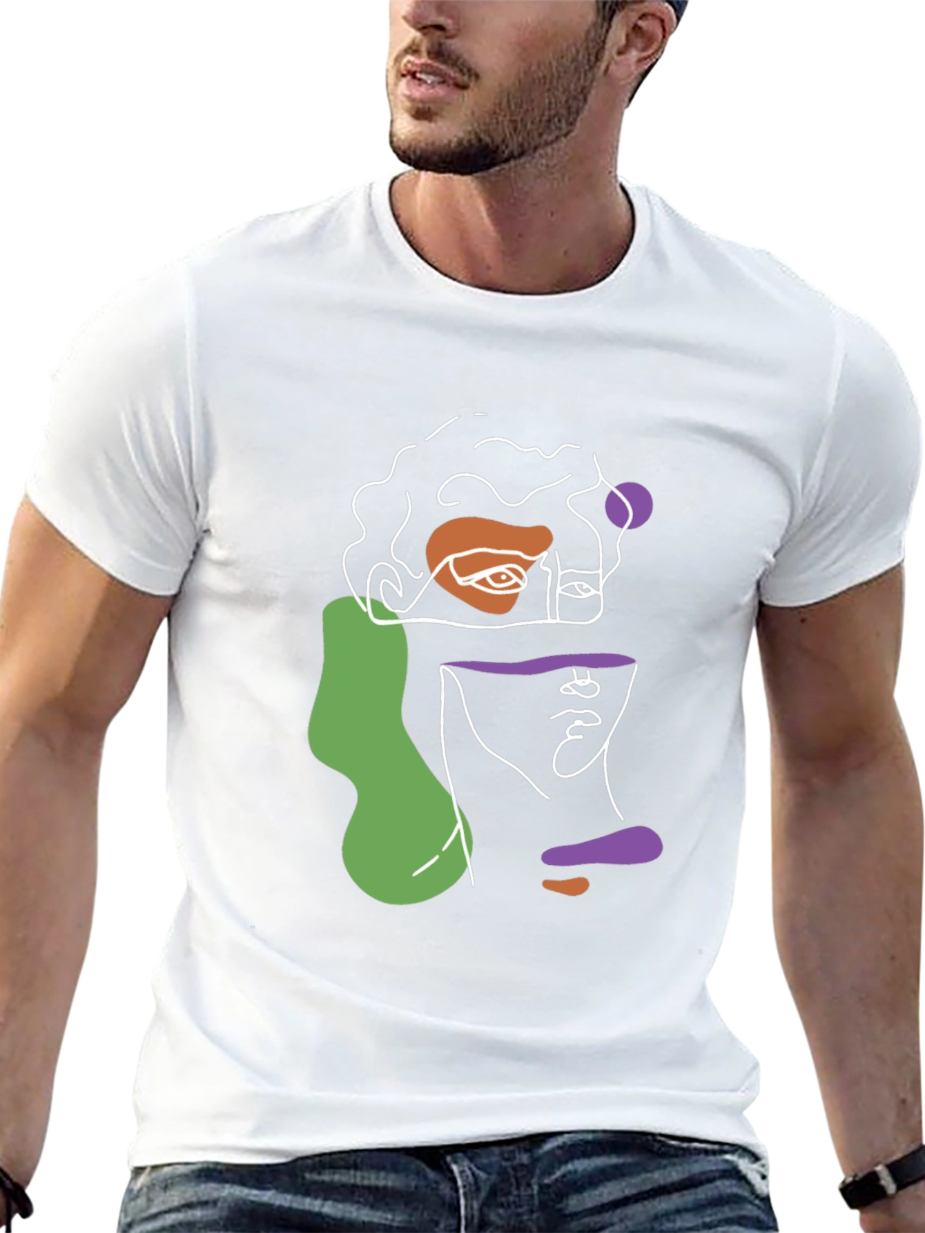 Abstract Face Graphic T-Shirt - Modern Art Tee