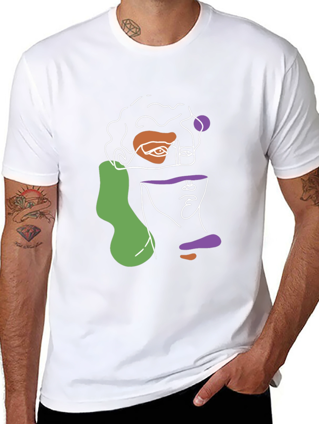 Abstract Face Graphic T-Shirt - Modern Art Tee