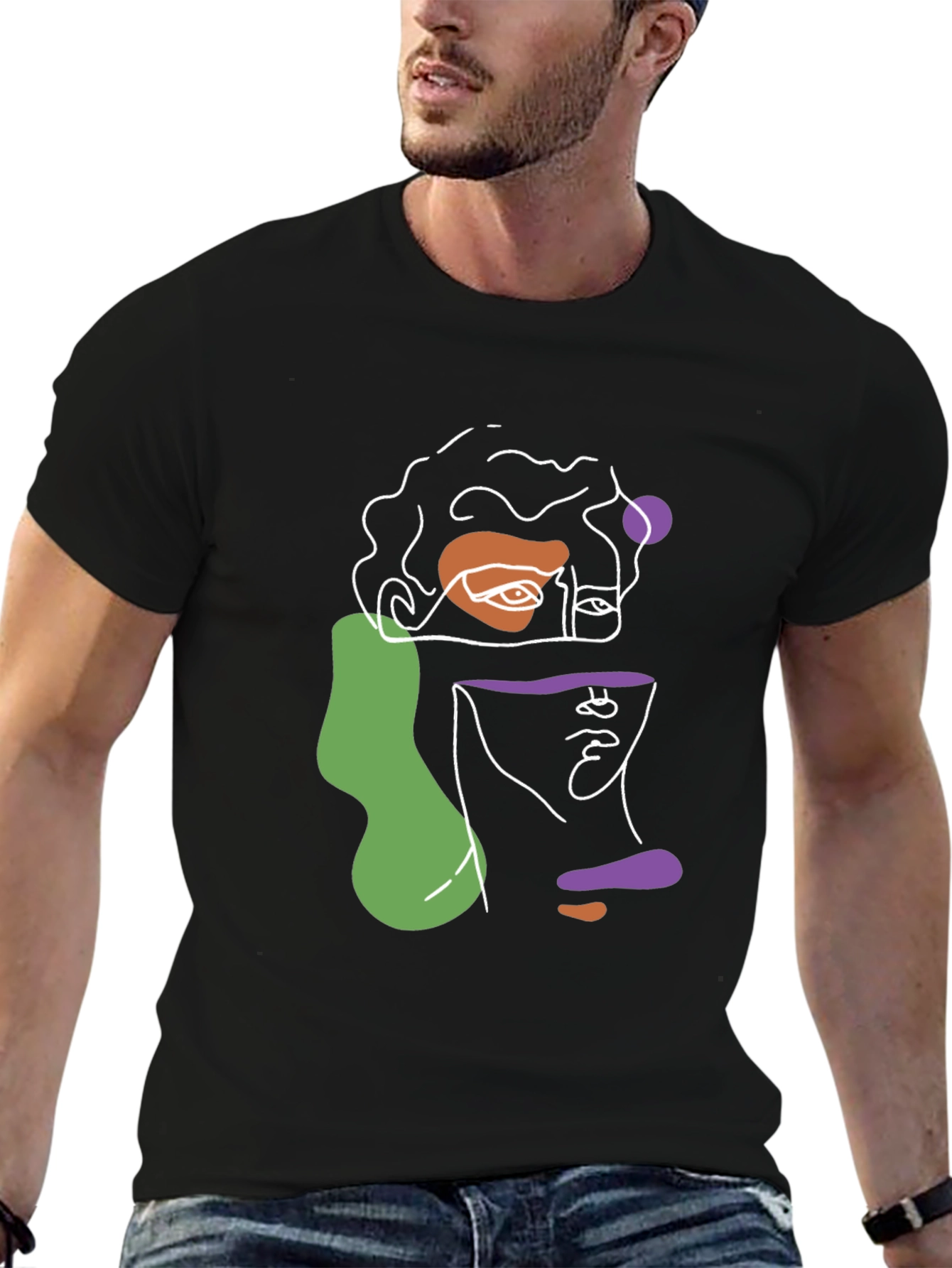 Abstract Face Graphic T-Shirt - Modern Art Tee