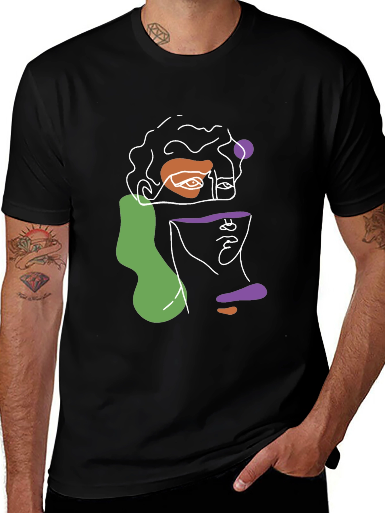 Abstract Face Graphic T-Shirt - Modern Art Tee