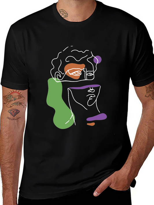 Abstract Face Graphic T-Shirt - Modern Art Tee