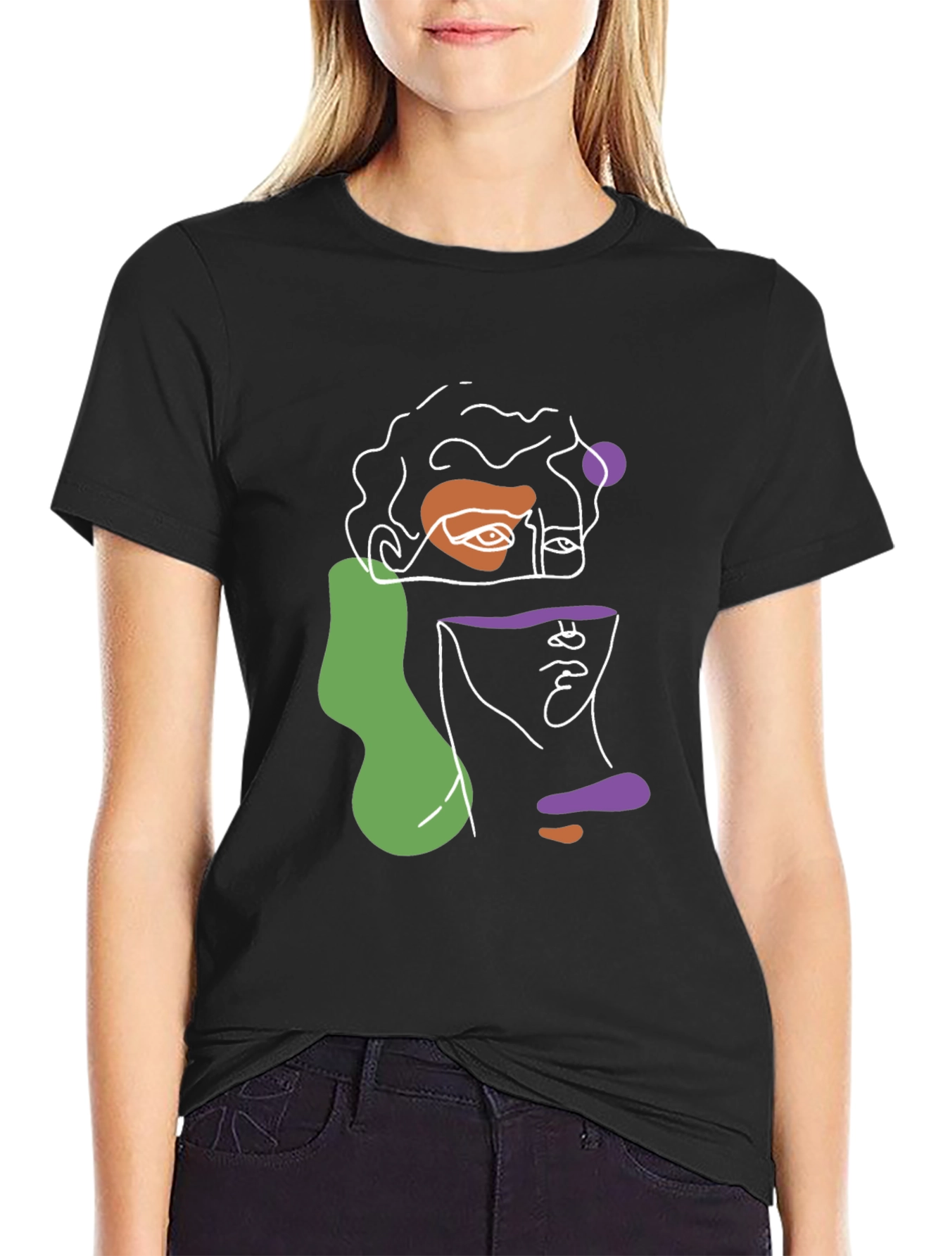 Abstract Face Graphic T-Shirt - Modern Art Tee