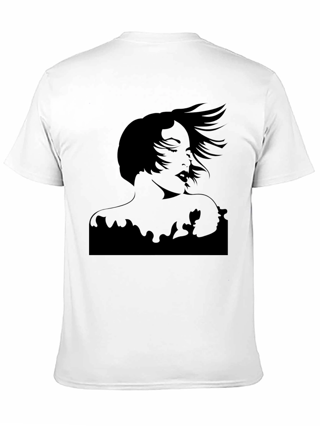 Silhouette Woman Graphic Tee - Black Cotton Casual T-Shirt