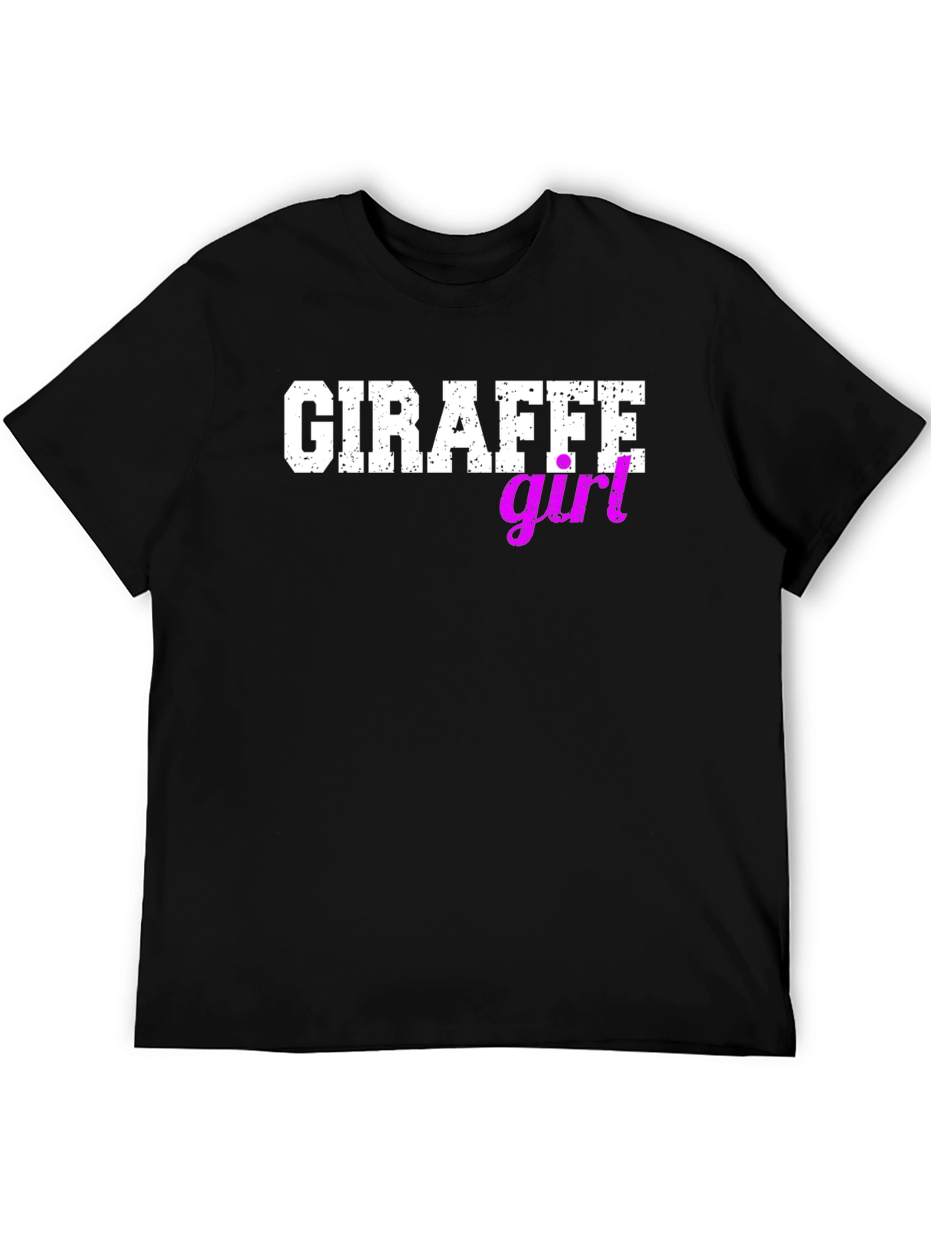 Giraffe Girl Graphic Tee - Black Cotton T-Shirt