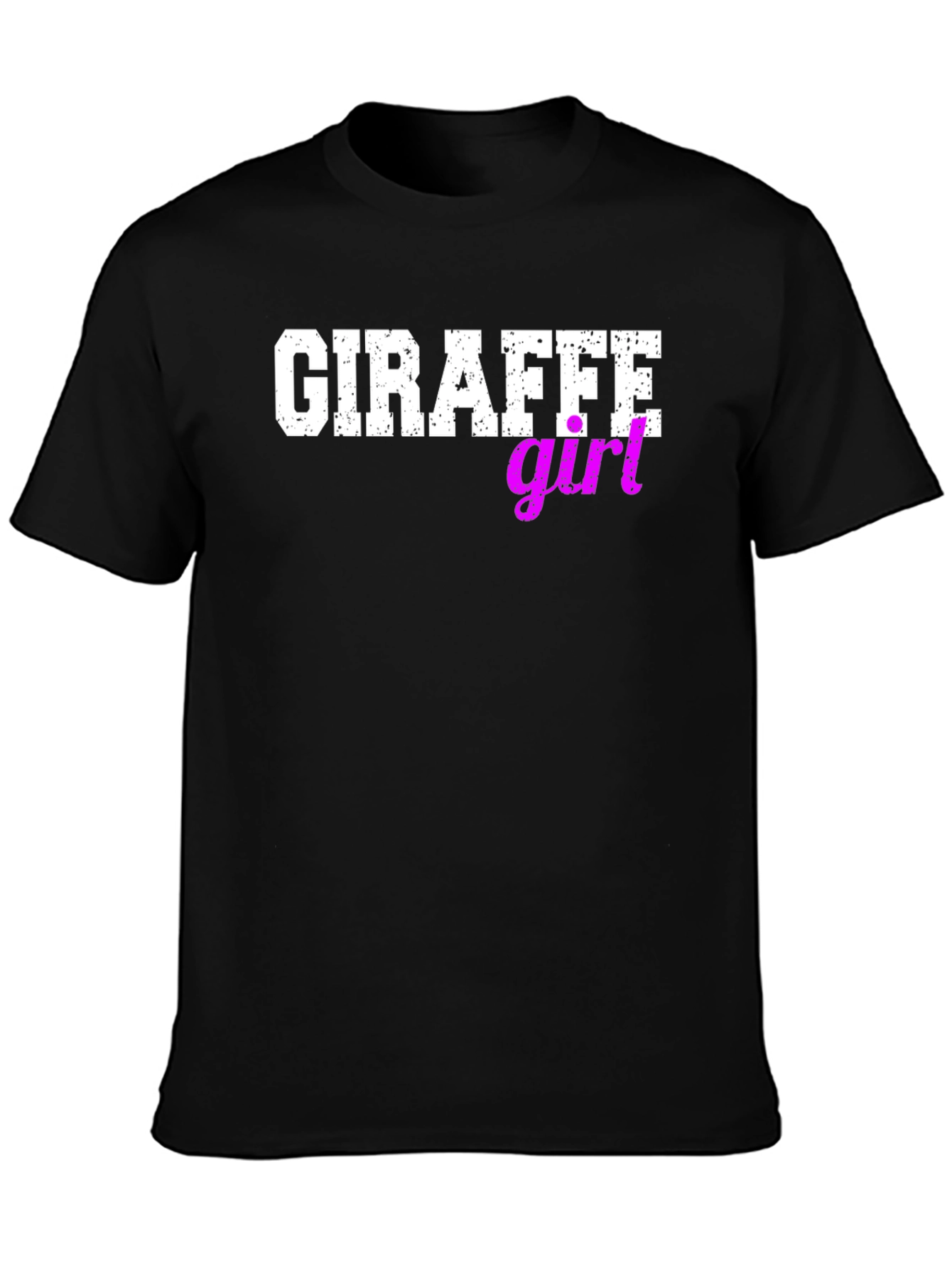 Giraffe Girl Graphic Tee - Black Cotton T-Shirt