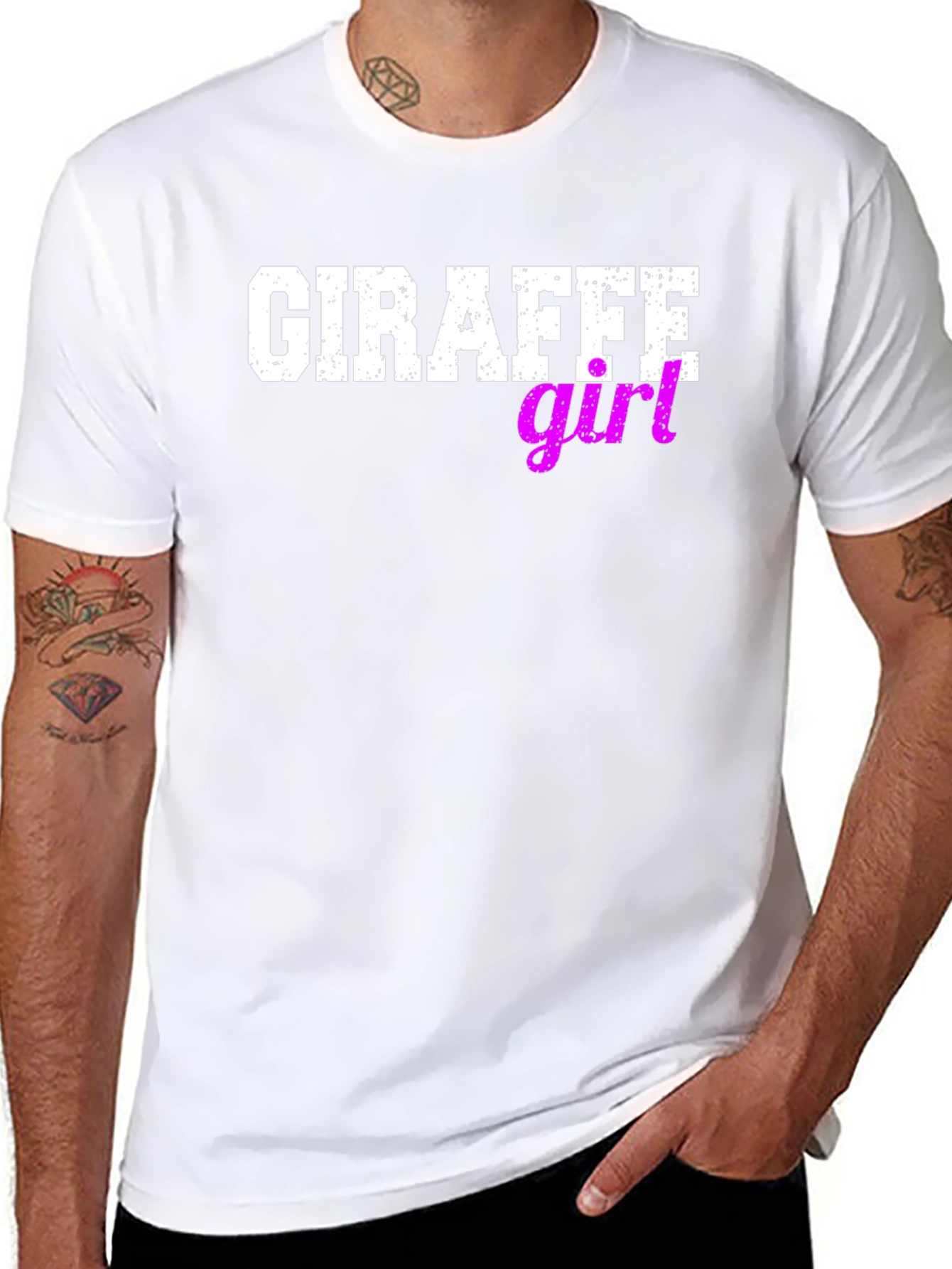Giraffe Girl Graphic Tee - Black Cotton T-Shirt