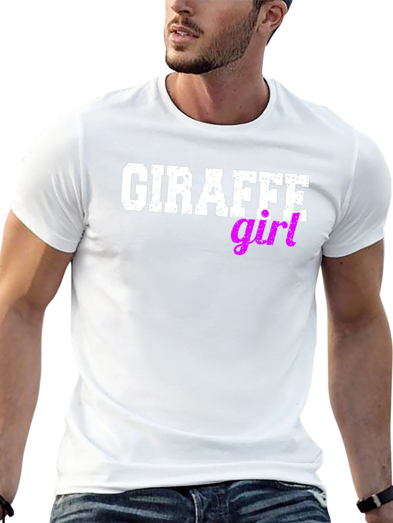Giraffe Girl Graphic Tee - Black Cotton T-Shirt