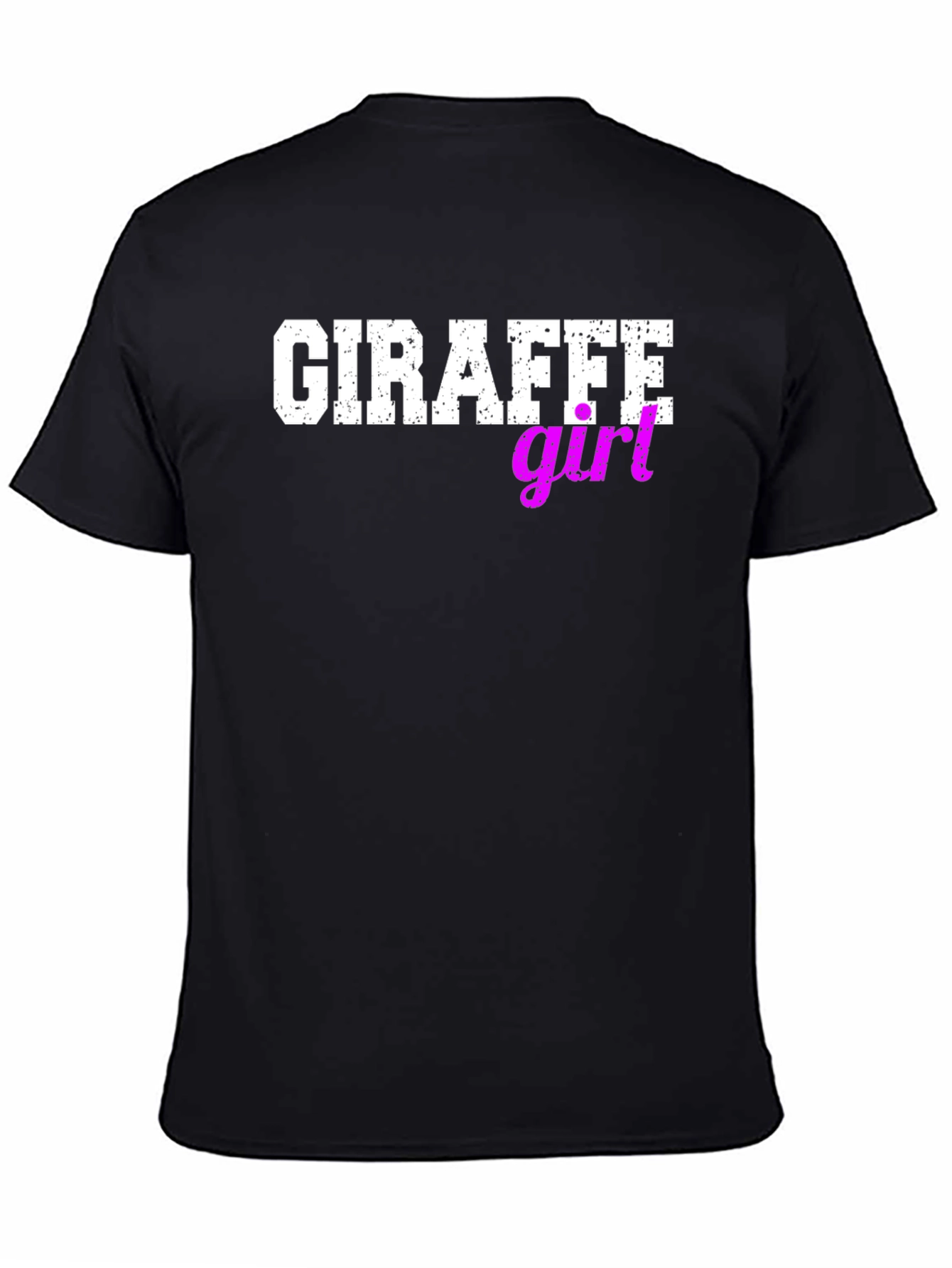 Giraffe Girl Graphic Tee - Black Cotton T-Shirt