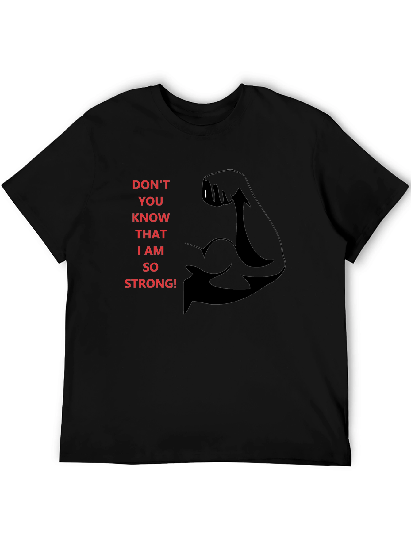 Strongman Graphic Tee - Black Cotton Crewneck T-Shirt