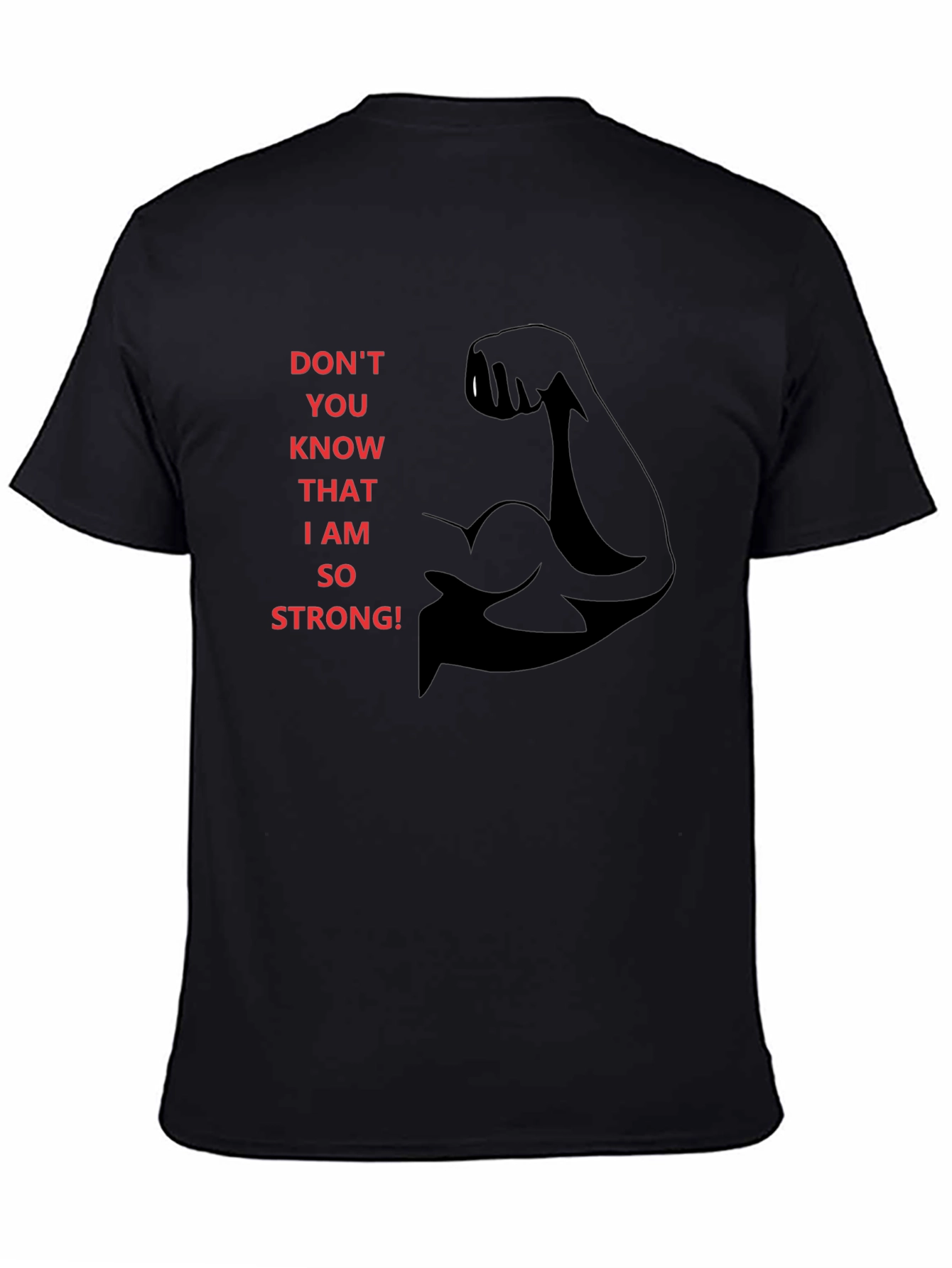 Strongman Graphic Tee - Black Cotton Crewneck T-Shirt