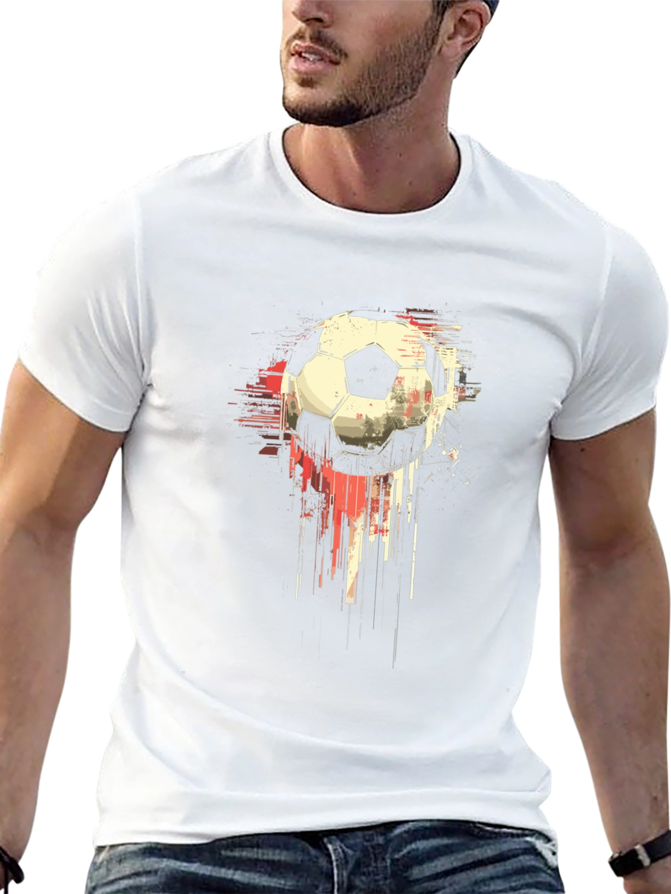 Abstract Soccer Ball Graphic Tee - Mens Black T-Shirt