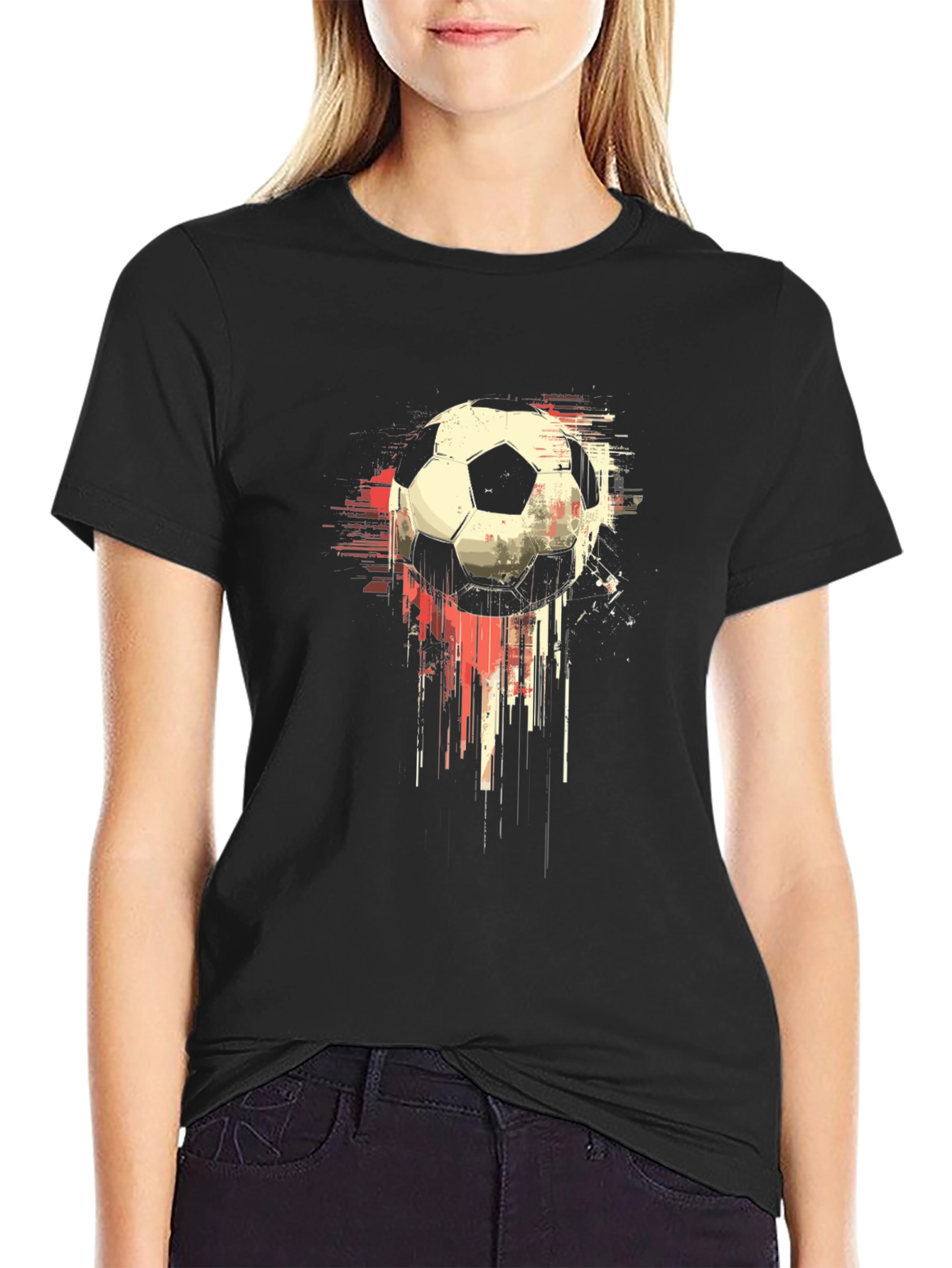 Abstract Soccer Ball Graphic Tee - Mens Black T-Shirt