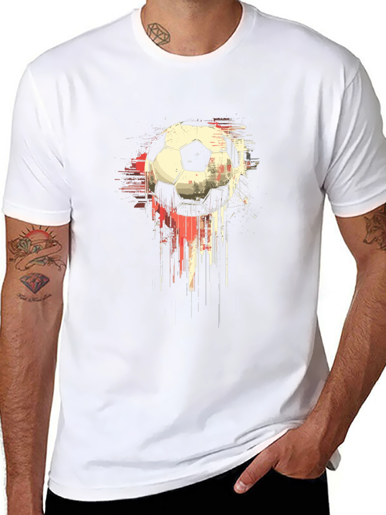 Abstract Soccer Ball Graphic Tee - Mens Black T-Shirt