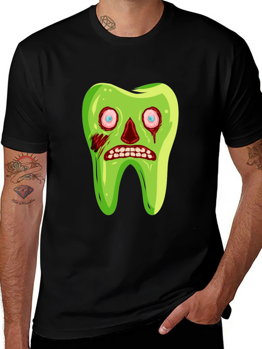 Zombie Tooth Graphic Tee - Novelty Halloween Shirt