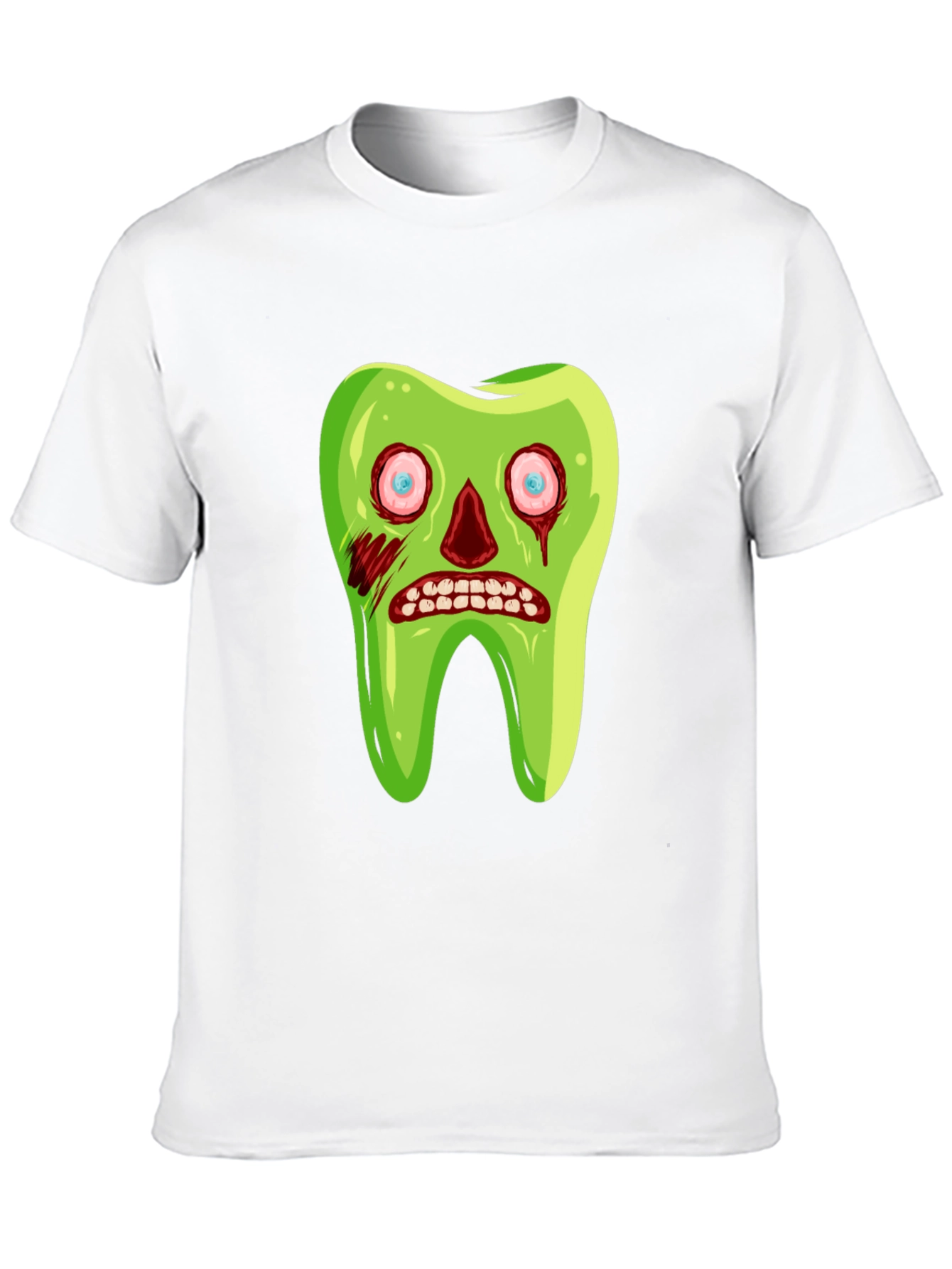 Zombie Tooth Graphic Tee - Novelty Halloween Shirt