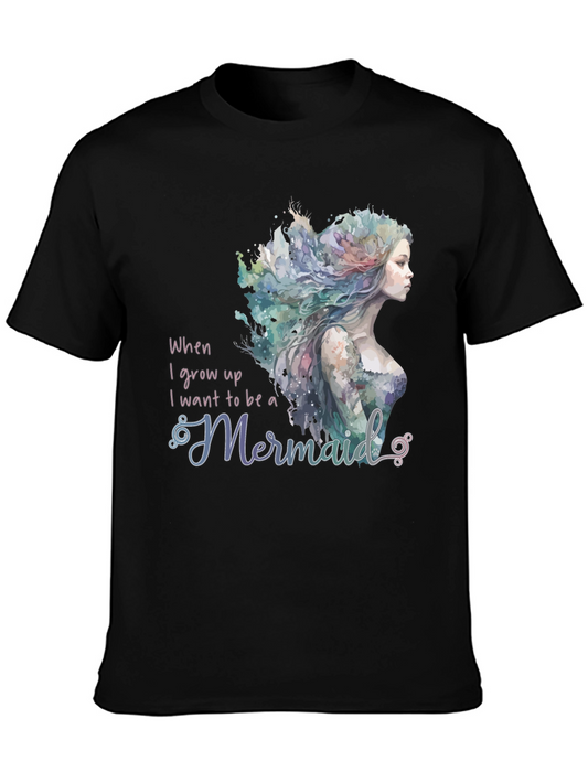 Mermaid Wish Graphic Tee - Black Crew Neck