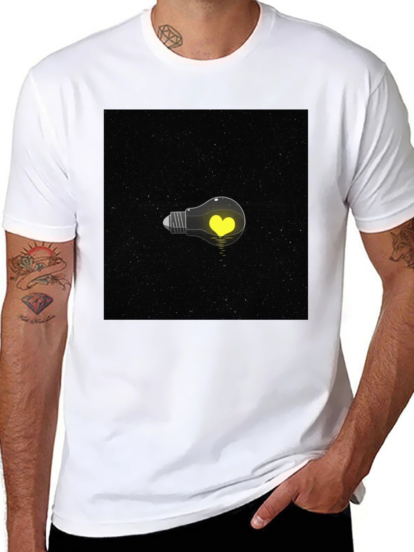 Heart Lightbulb T-Shirt - Black Graphic Tee