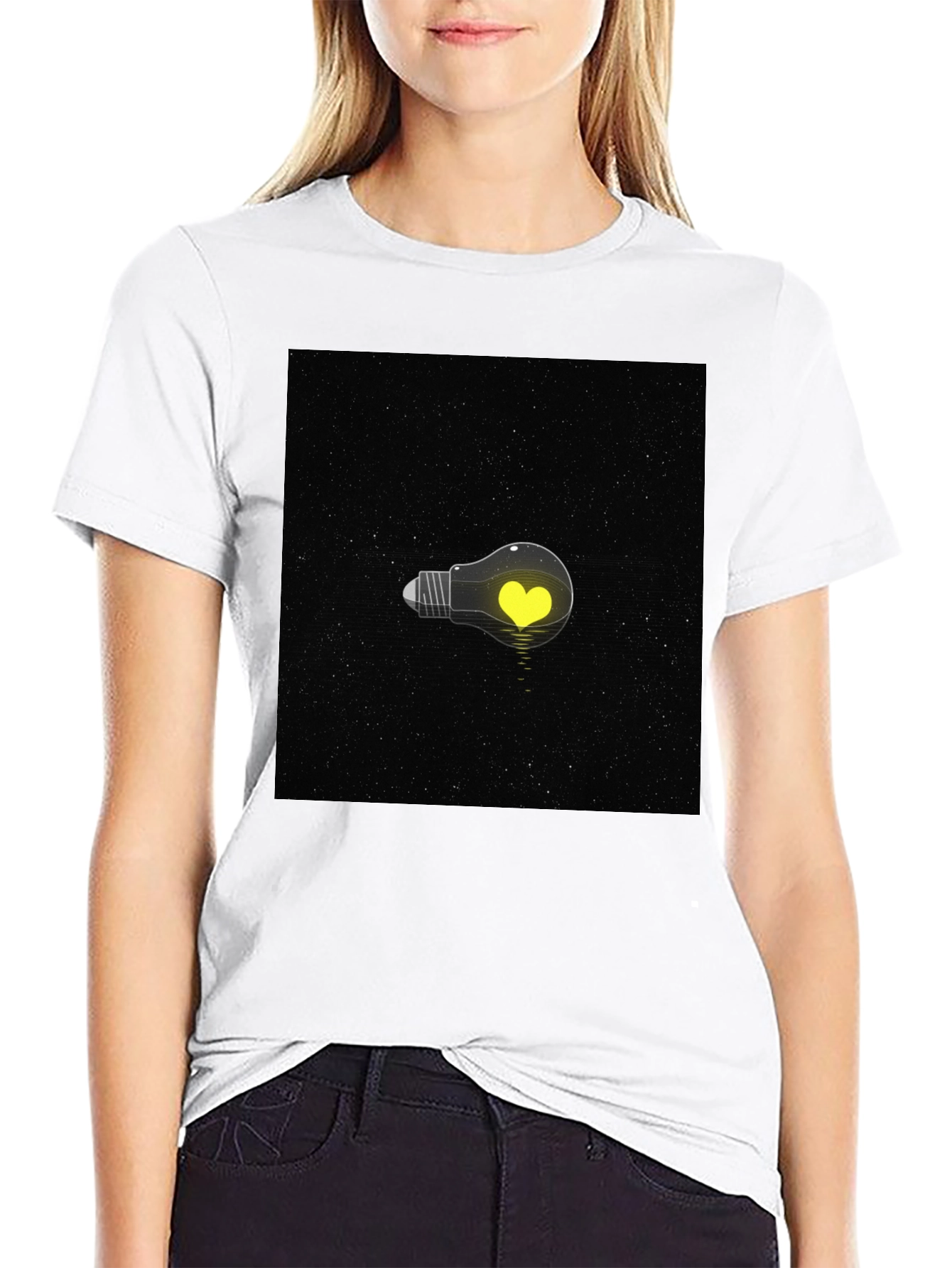 Heart Lightbulb T-Shirt - Black Graphic Tee