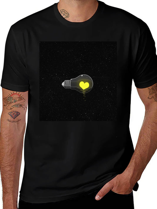 Heart Lightbulb T-Shirt - Black Graphic Tee