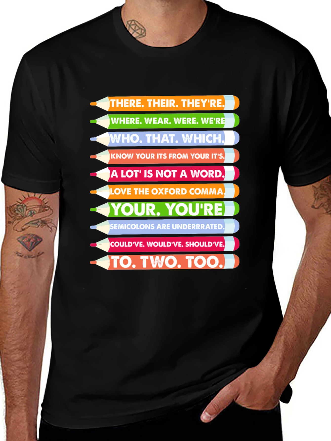 Grammar Pencils T-Shirt - English Teacher Tee