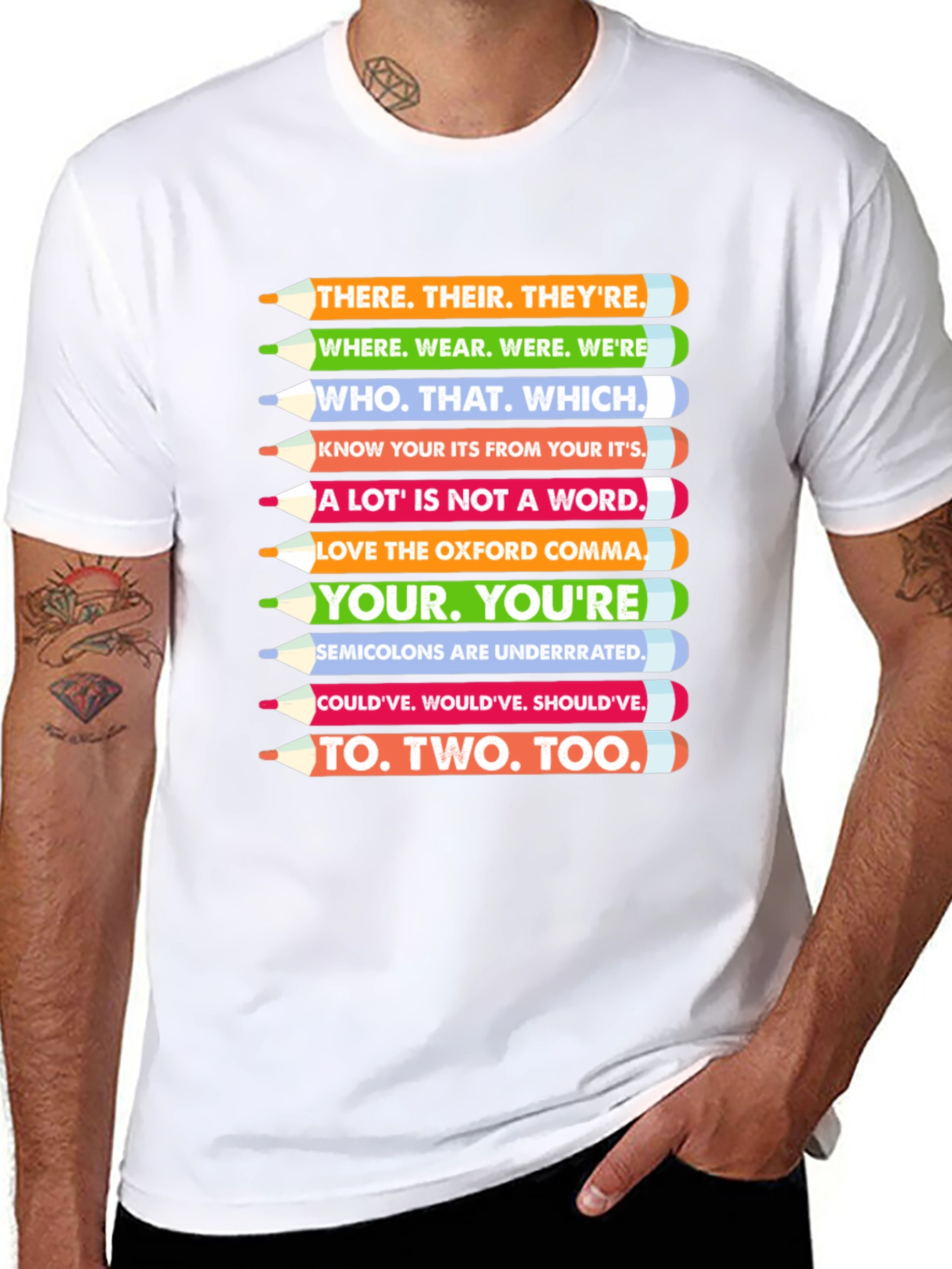 Grammar Pencils T-Shirt - English Teacher Tee