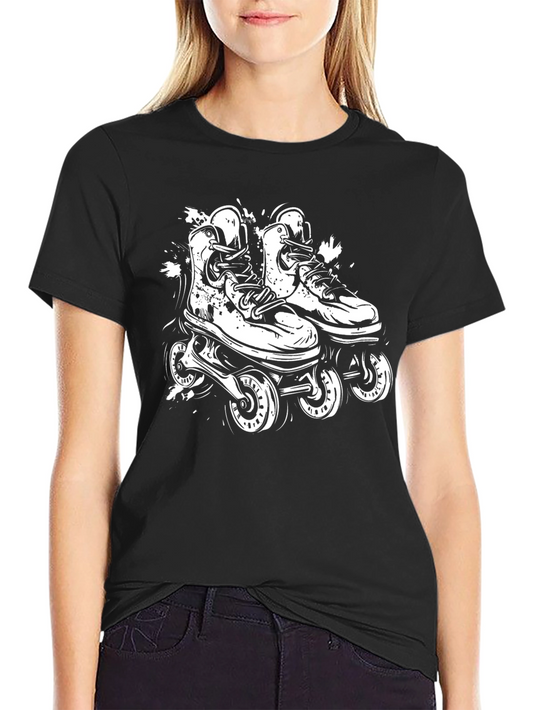 Roller Skate Graphic Tee - Black Casual Shirt