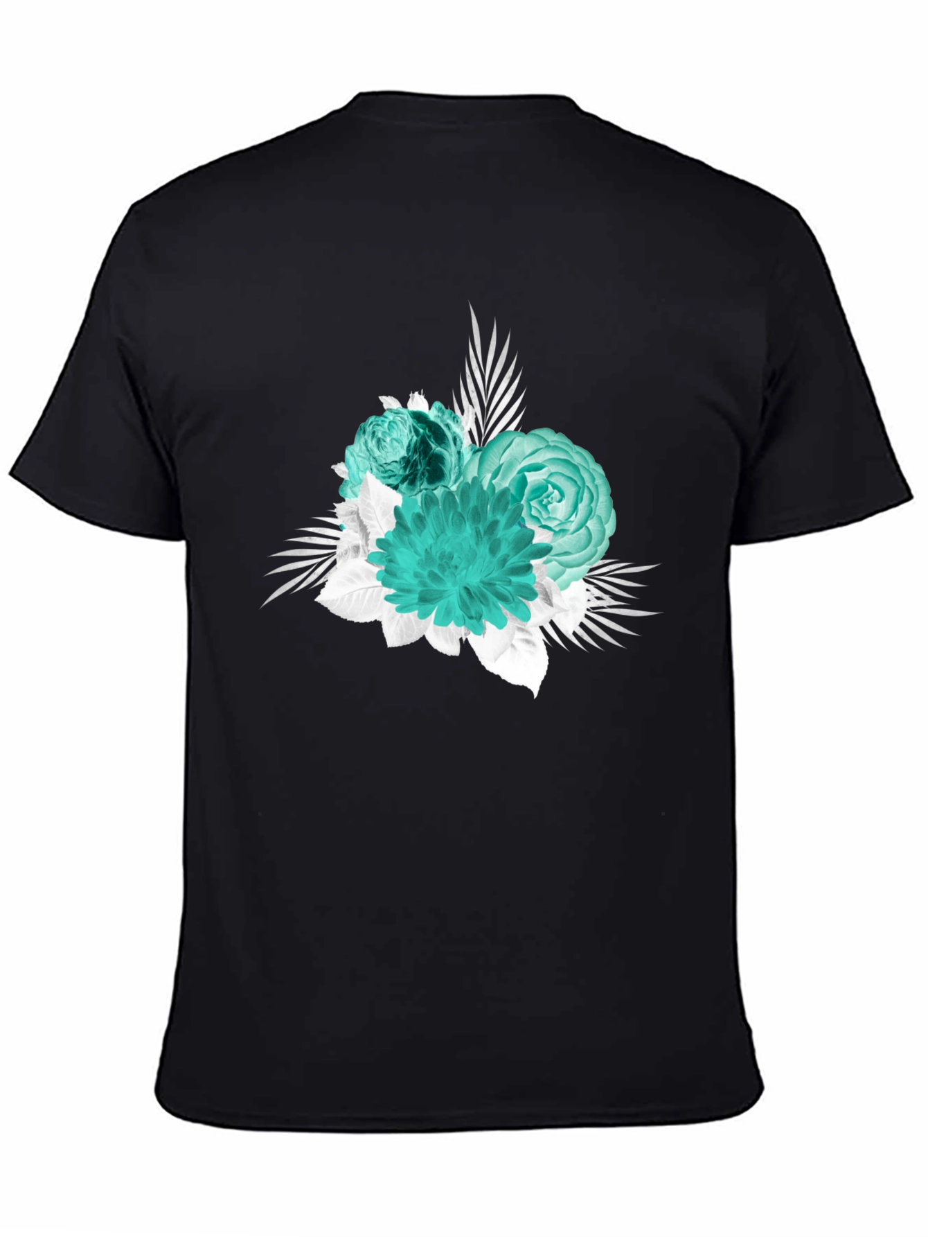 Floral Graphic Print Black T-Shirt
